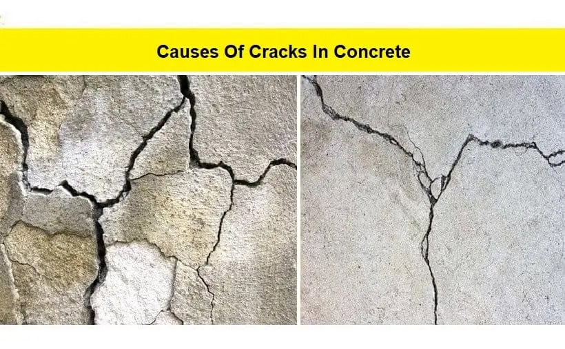 What are the most common causes of cracks in concrete structures, and how can they be prevented or repaired?